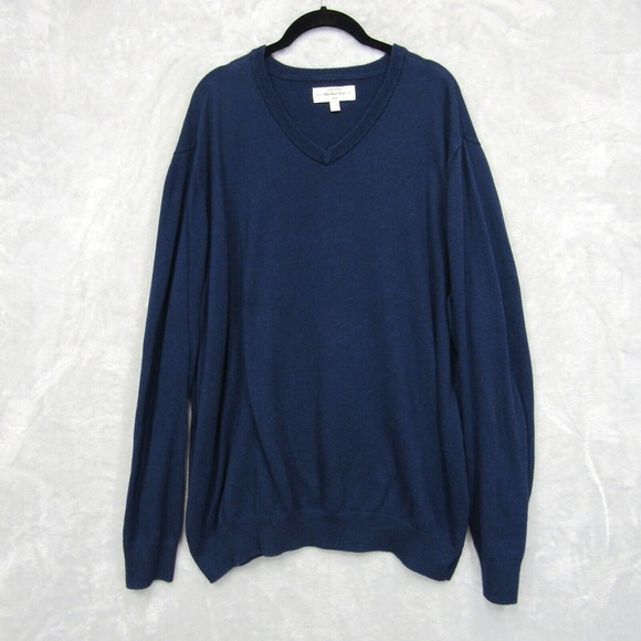 Hawker Rye Sweater Cotton Cashmere Men's Size XL V Neck Blue - Picture 1 of 8